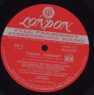 プッチーニ/歌劇「トゥーランドット」 PUCCINI - 中古オーディオ 高価