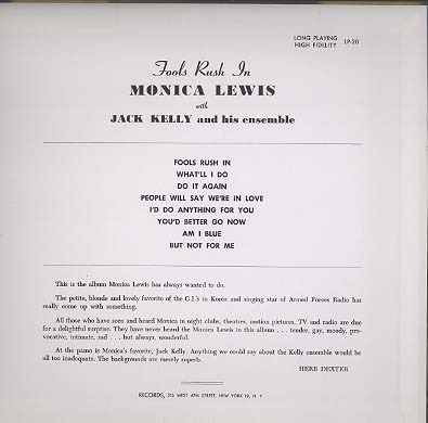 FOOLS RUSH IN/MONICA LEWIS MONICA LEWIS(vo) - 中古オーディオ 高価