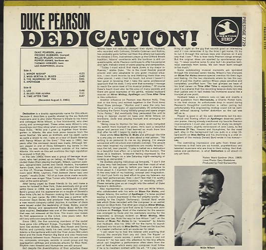 DEDICATION!/DUKE PEARSON DUKE PEARSON (p) - 中古オーディオ