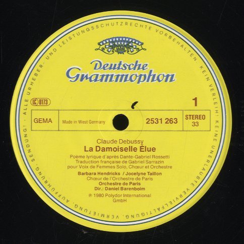 ダニエル・バレンボイム ドビュッシー:選ばれたおとめ/フランソワ・ヴィヨンの3… ドビュッシー：選ばれし乙女、フランソワ・ヴィヨンの3つの