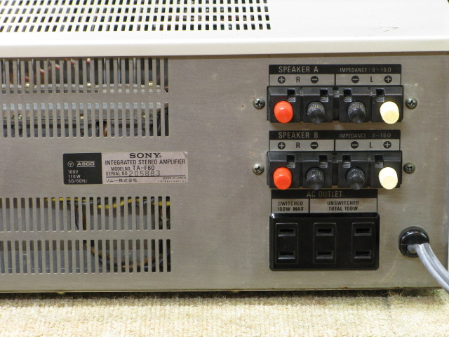 値下げしました！Sony プリメインアンプTA-F60 赤字超特価，格安 SONY TA-F60 ソニー プリメインアンプ