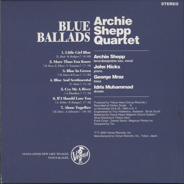 BLUE BALLADS/ARCHIE SHEPP QUARTET ARCHIE SHEPP(ts,ss,vo) - 中古