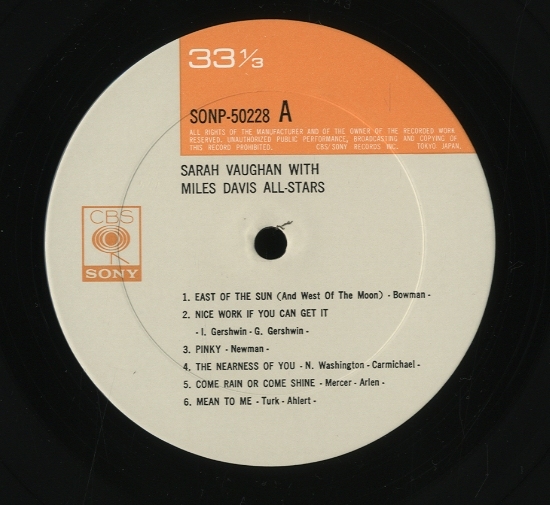 レア‼︎! テストプレス‼︎ SARAH VAUGHAN 蓄音機 SP盤レコード レア‼︎! テストプレス‼︎ SARAH VAUGHAN 蓄音機 SP盤レコード