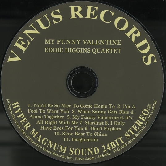 MY FUNNY VALENTINE/EDDIE HIGGINS & SCOTT HAMILTON EDDIE HIGGINS