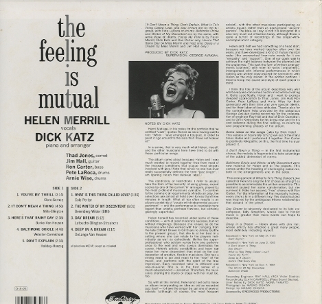THE FEELING IS MUTUAL/HELEN MERRILL HELEN MERRILL - 中古オーディオ