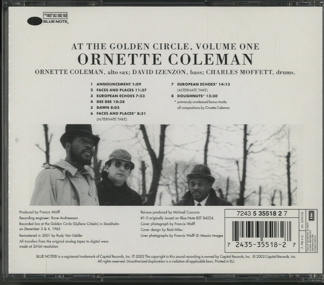 THE ORNETTE COLEMAN TRIO AT THE GOLDEN CIRCLE STOCKHOLM VOL.1