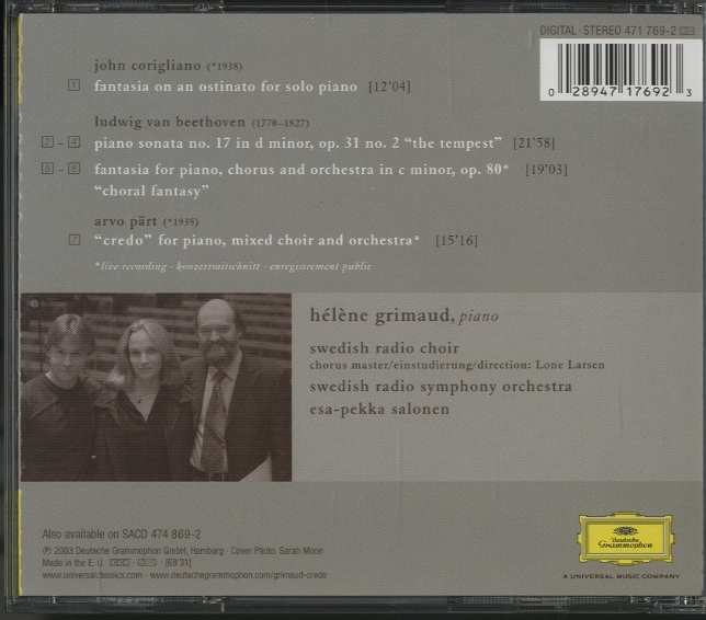 【特別送料無料！】 エレーヌ・グリモー サロネン SACD Surround コリリアーノ ペルト クラシック