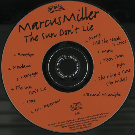 THE SUN DON'T LIE/MARCUS MILLER MARCUS MILLER(b) - 中古オーディオ