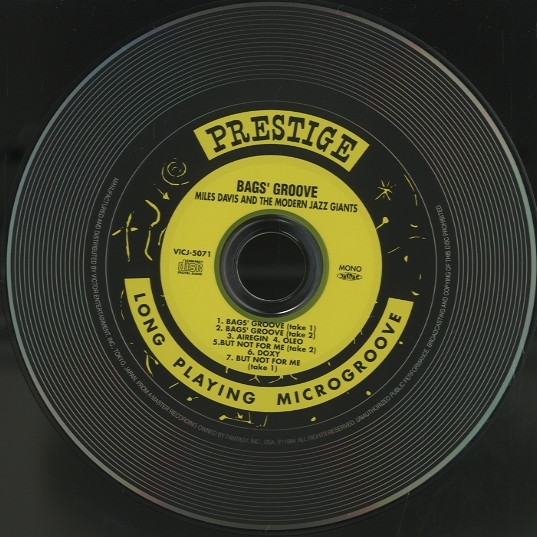 BAGS' GROOVE/MILES DAVIS（紙ジャケ） MILES DAVIS - 中古
