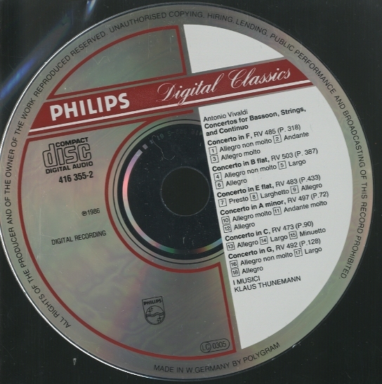 【中古】 ヴィヴァルディ：バスーン協奏曲集/ＣＤ/COCQ-84763 中古】 ヴィヴァルディ：バスーン協奏曲集/CD/COCQ-84763