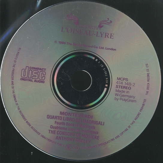 モンテヴェルディ：マドリガーレ集 第4巻 モンテヴェルディ - 中古