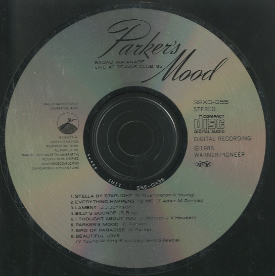 PARKER'S MOOD/SADAO WATANABE LIVE AT BRAVAS CLUB '85/渡辺貞夫 渡辺