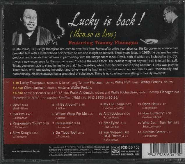 Lucky Thompson Lucky Is Back ジャズレコード Lucky Thompson Lucky