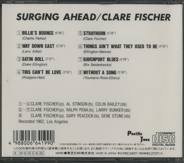 SURGING AHEAD CLARE FISCHER CLARE FISCHER 