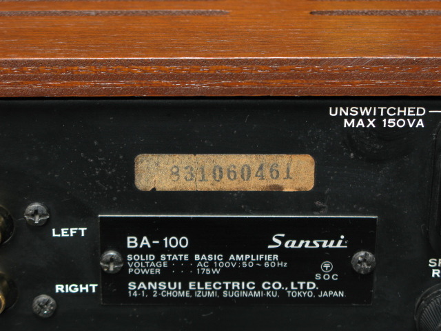 Sansui BA-100 パワーアンプ　最終価格　早い物勝ち Sansui BA-100 パワーアンプ 最終価格 早い物勝ち - メルカリ