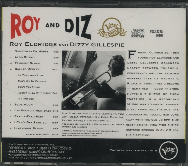 ROY AND DIZ/ROY ELDRIDGE,DIZZY GILLESPIE ROY ELDRIDGE,DIZZY GILLESPIE