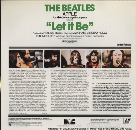 ビートルズ レットイットビー レーザーディスク beatles LD