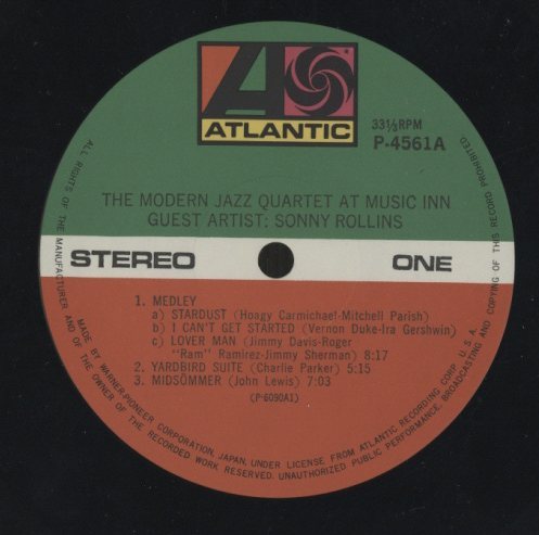 THE MODERN JAZZ QUARTET AT MUSIC INN/GUEST ARTIST：SONNY ROLLINS