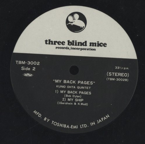 【TBM帯付き】Kunio Ohta Quintet My Back Pages Kunio Ohta Quintet – My Back Pages – CD (Album, Reissue