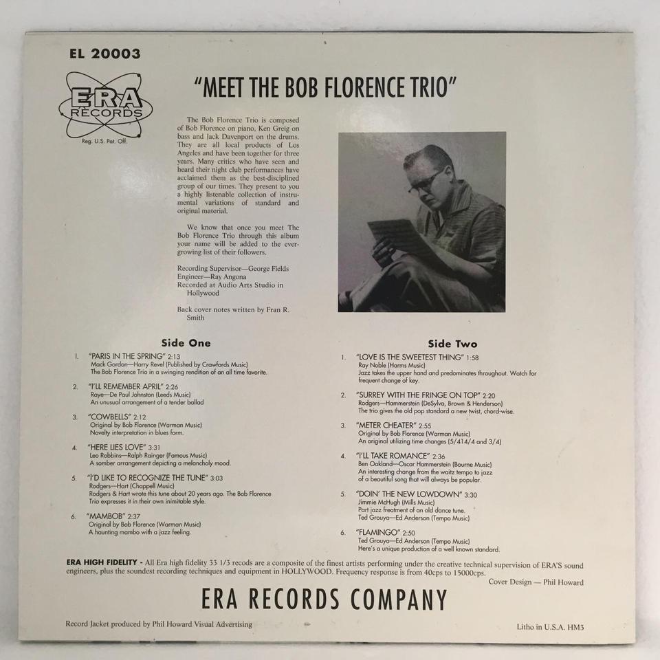 MEET THE BOB FLORENCE TRIO BOB FLORENCE - 中古オーディオ 高価買取 