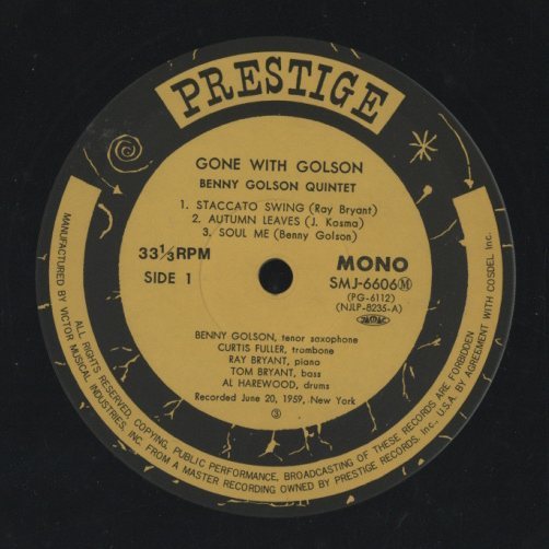 【 国内見本盤 】BENNY GOLSON GONE WITH GONE WITH GOLSON/BENNY GOLSON BENNY GOLSON - 中古オーディオ 高価