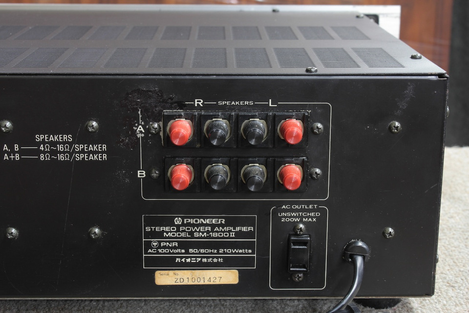 パイオニアパワーアンプSM-1800Ⅱ Pioneer SM-1800IIの仕様 パイオニア