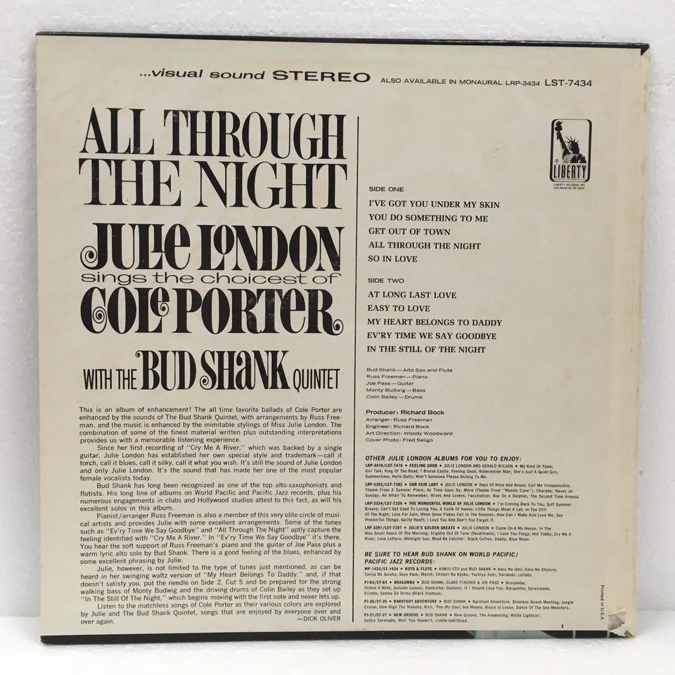 ALL THROUGH THE NIGHT/JULIE LONDON JULIE LONDON - 中古