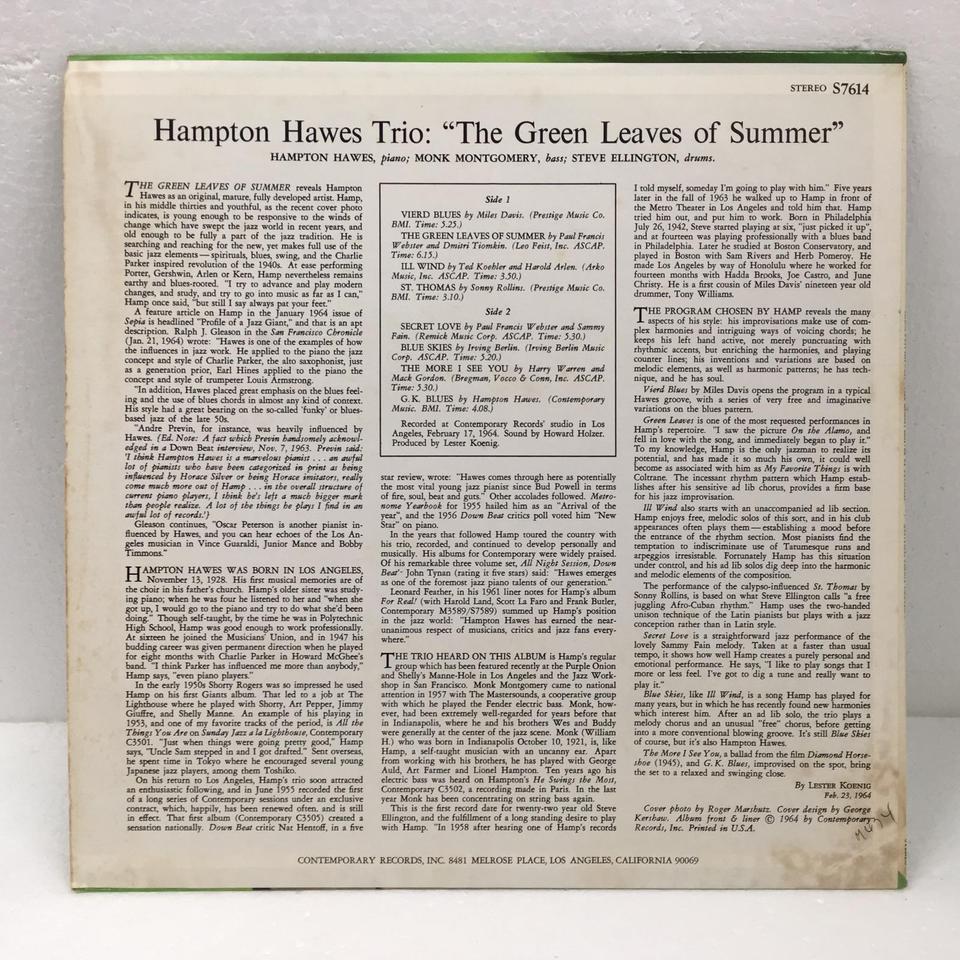 THE GREEN LEAVES OF SUMMER/HAMPTON HAWES HAMPTON HAWES