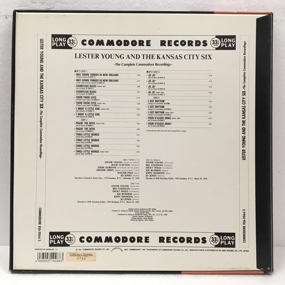 LESTER YOUNG AND THE KANSAS CITY SIX LESTER YOUNG - 中古