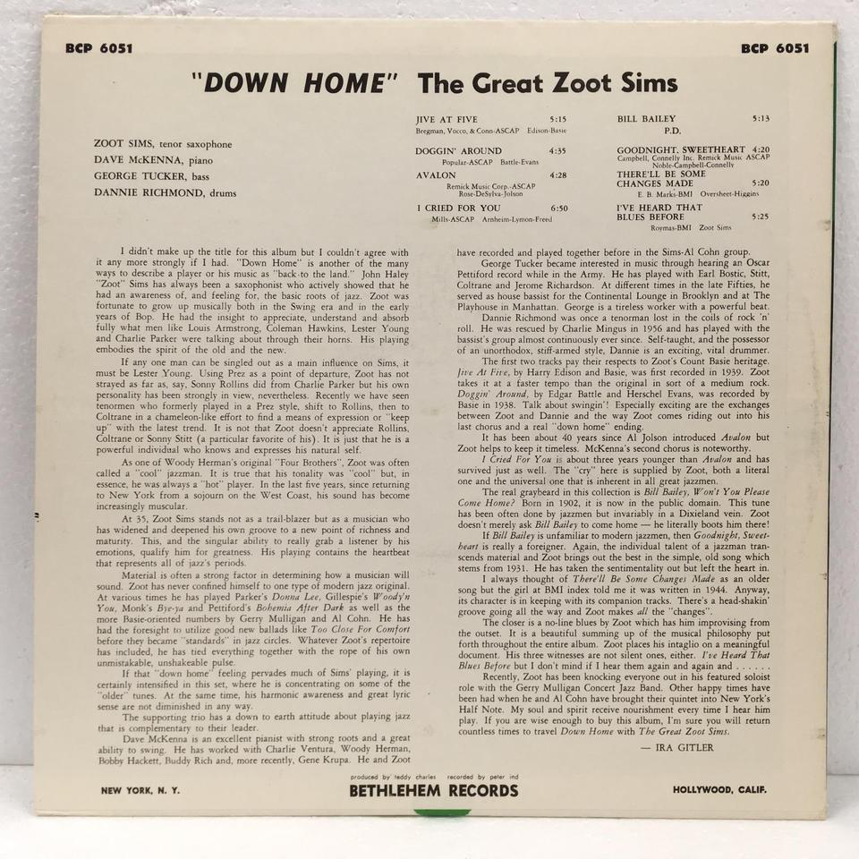 DOWN HOME/ZOOT SIMS ZOOT SIMS - 中古オーディオ 高価買取・販売