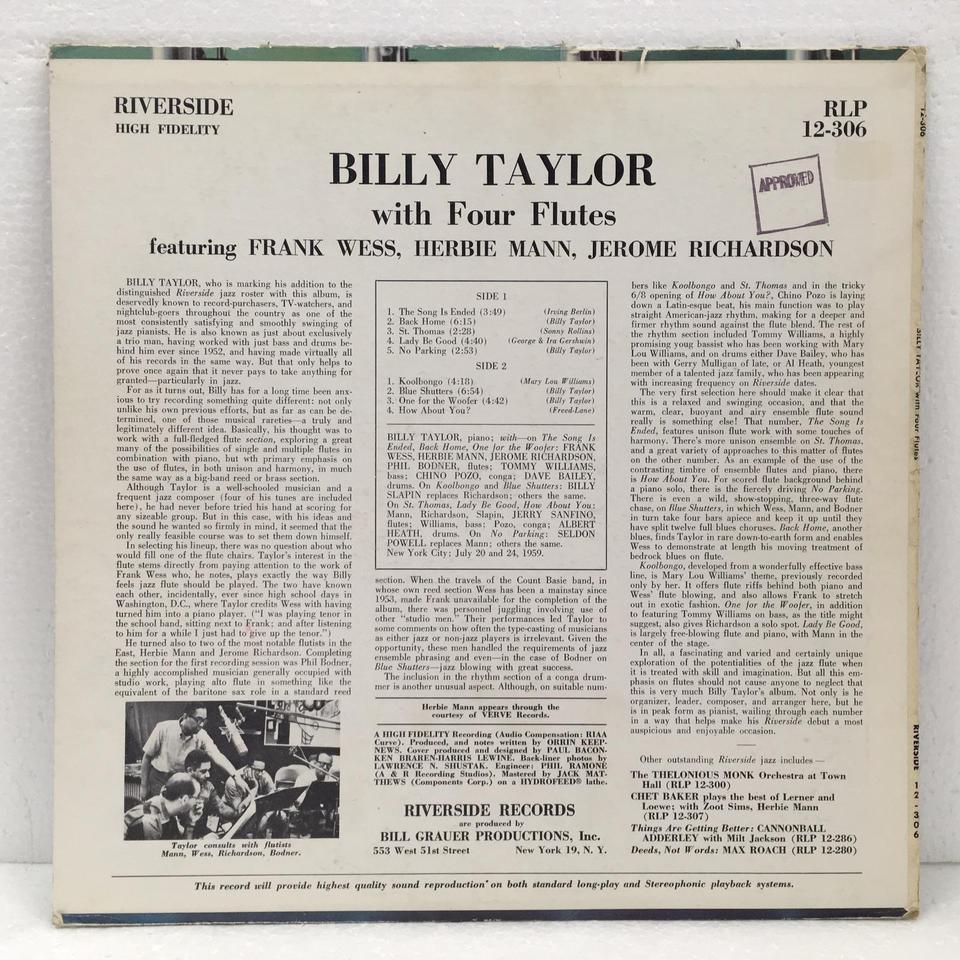 BILLY TAYLOR WITH FOUR FLUTES BILLY TAYLOR - 中古オーディオ 高価
