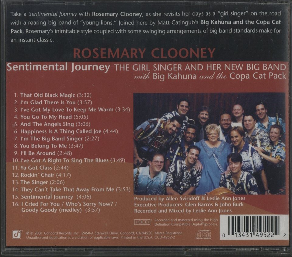 SENTIMENTAL JOURNEY/ROSEMARY CLOONEY ROSEMARY CLOONEY 中古オーディオ 高価買取・販売