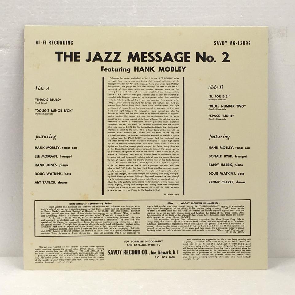 THE JAZZ MESSAGE #2/HANK MOBLEY HANK MOBLEY - 中古オーディオ 高価
