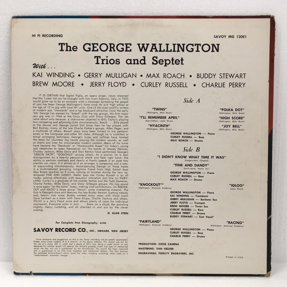 ジョージ・ウォーリントン・トリオ　US盤　オリジナル　RVG　赤　DG　LP ジョージ・ウォーリントン・トリオ US盤 オリジナル RVG 赤 DG LP