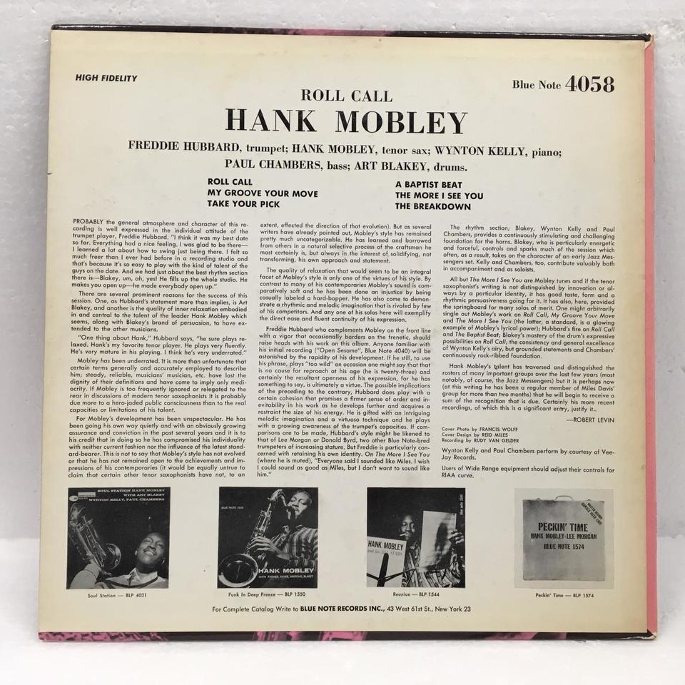 ROLL CALL/HANK MOBLEY HANK MOBLEY - 中古オーディオ 高価買取・販売