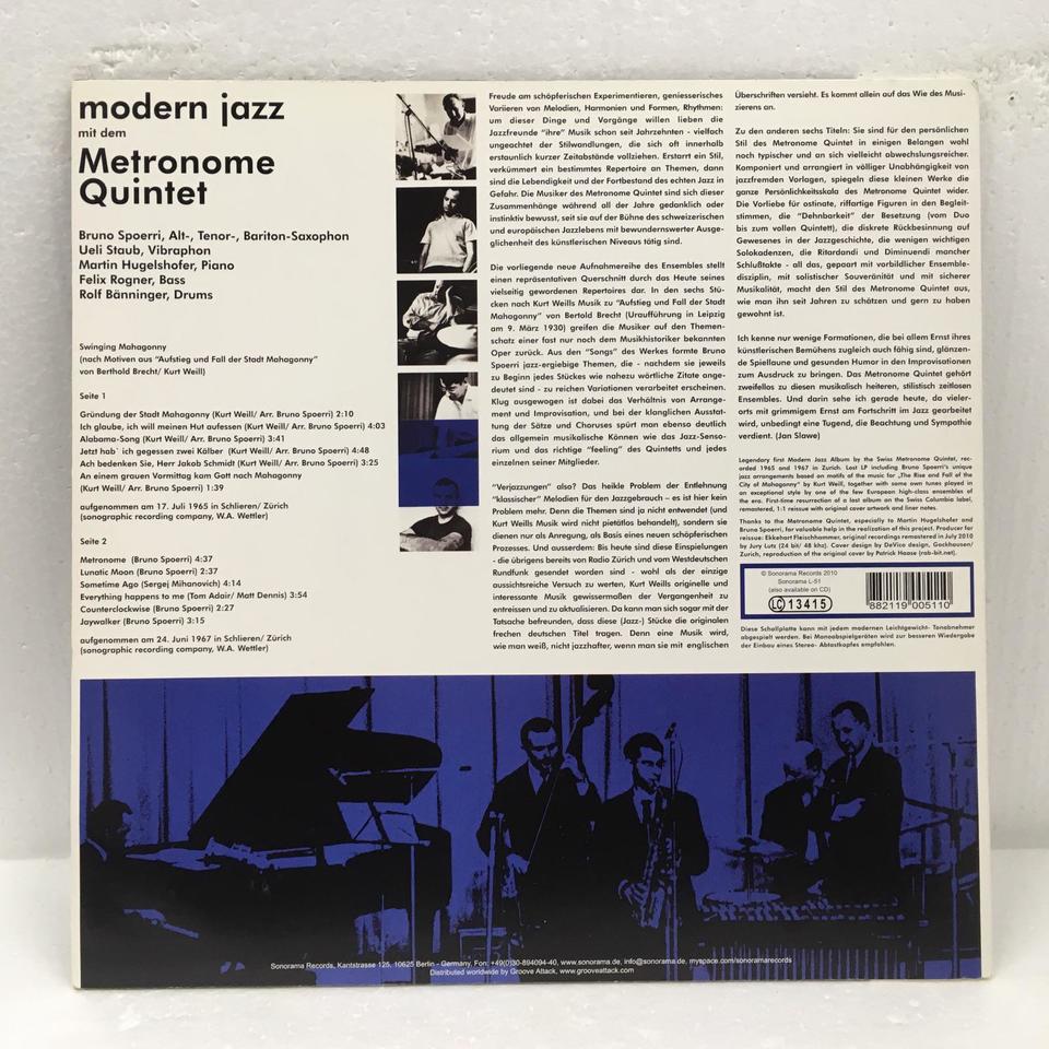 THE METRONOME QUINTET PLAYS SWINGING MAHAGONNY METRONOME QUINTET