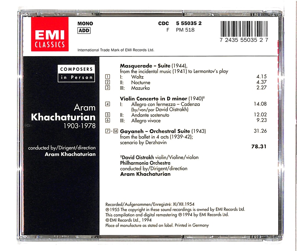 仮面舞踏会〜ハチャトゥリアン自作自演集〜 アラム・ハチャトゥリアン