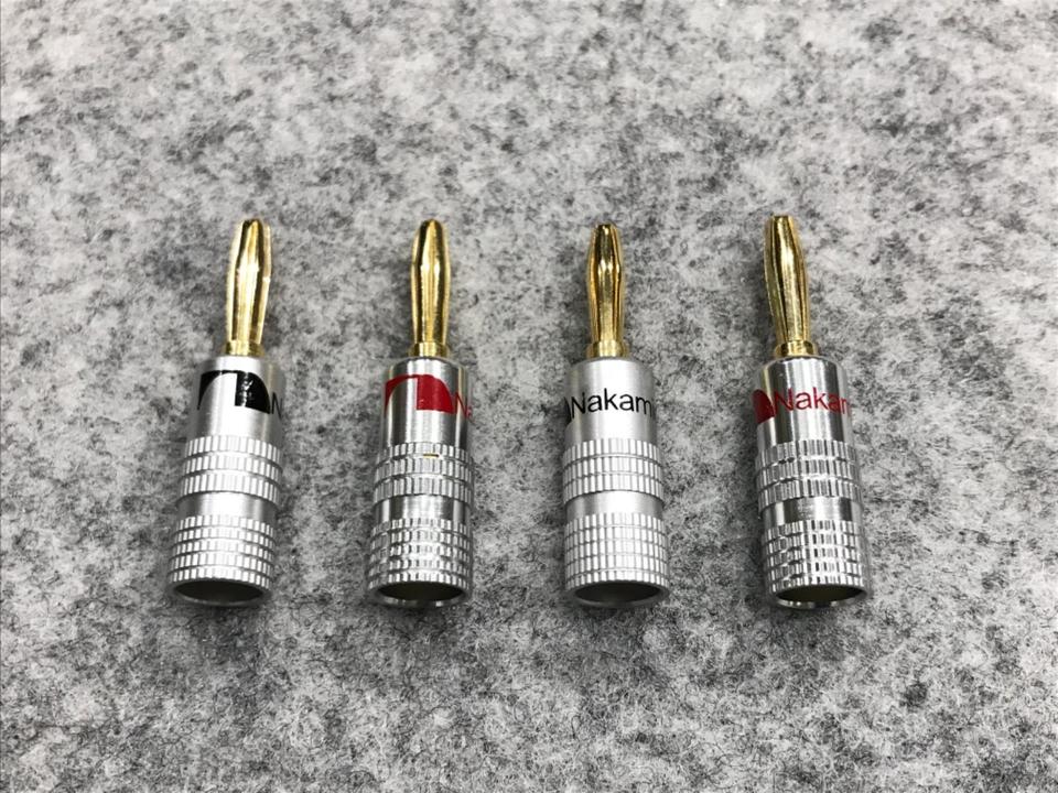 金メッキ バナナプラグ 8本セット(4ペア) スピーカー接続 赤 黒