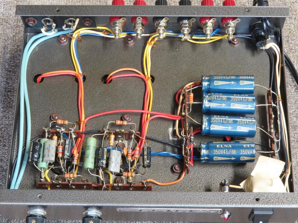 自作 6BM8シングル真空管式ステレオアンプ 外寸≒W350xH160xD280(mm